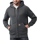 TUAOVA Men's Loose Fit Heavyweight Full Zip Fleece-Lined Hoodie Sweatshir