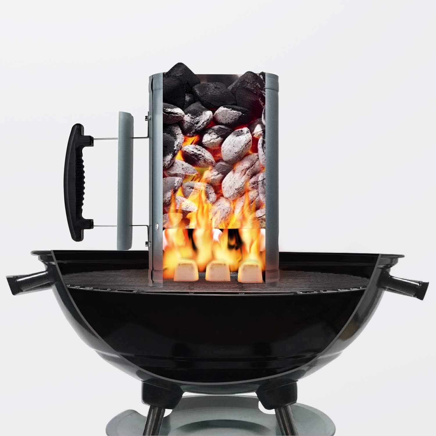 Sougem Charcoal Starter 11" X 7" Charcoal Chimney Starter Steel Barbecue BBQ Briquette Starters for Outdoor Cooking Grilling Camping Accessories : Garden & Outdoor