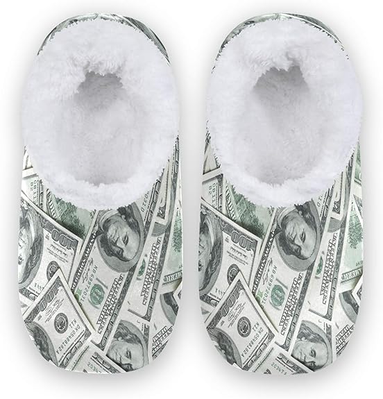 Qmxo Funny American Dollar Money Slippers for Women and Men