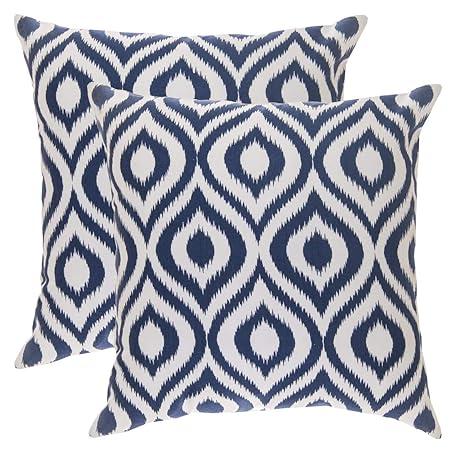Treewool 2 Pack Cushion Covers Ikat Ogee Accent In Cotton