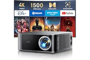 [1500 ANSI/36W Dolby Audio/APPs] Smart-Projector-4K with WiFi6 and 2-Way Bluetooth, AI Auto Focus Projector, HDR10, TOPTRO X9