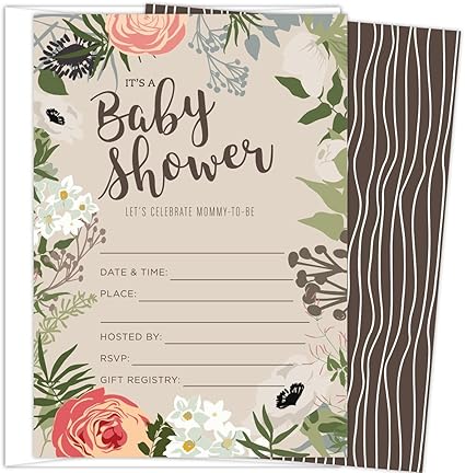 Amazon Com Koko Paper Co Floral Baby Shower Set Of 25 Fill In