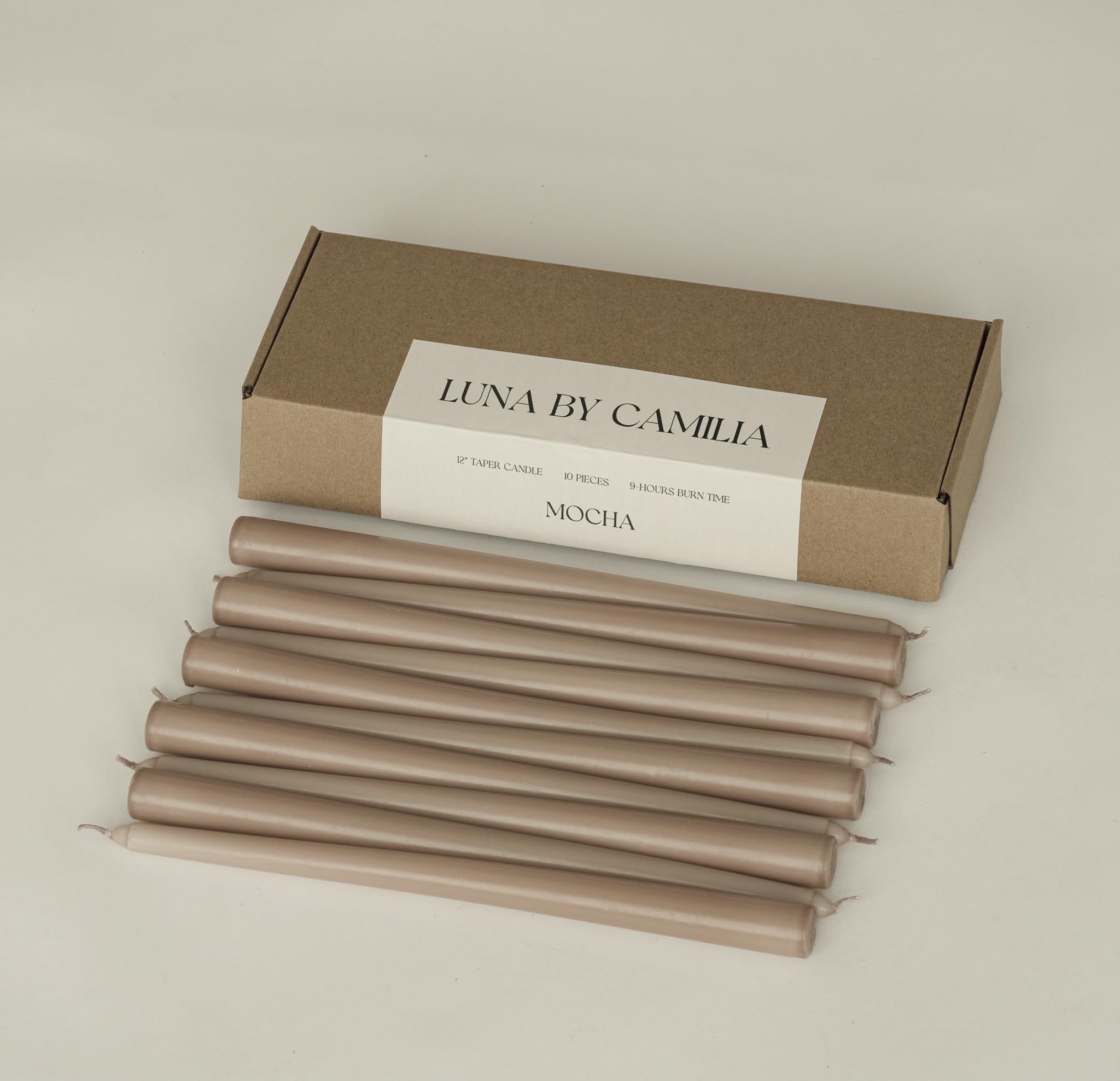 Photo 1 of 10 Pieces Luna By Camilia 12 Inch Taper Candles, Wedding & Events Taper Candles… (Mocha)