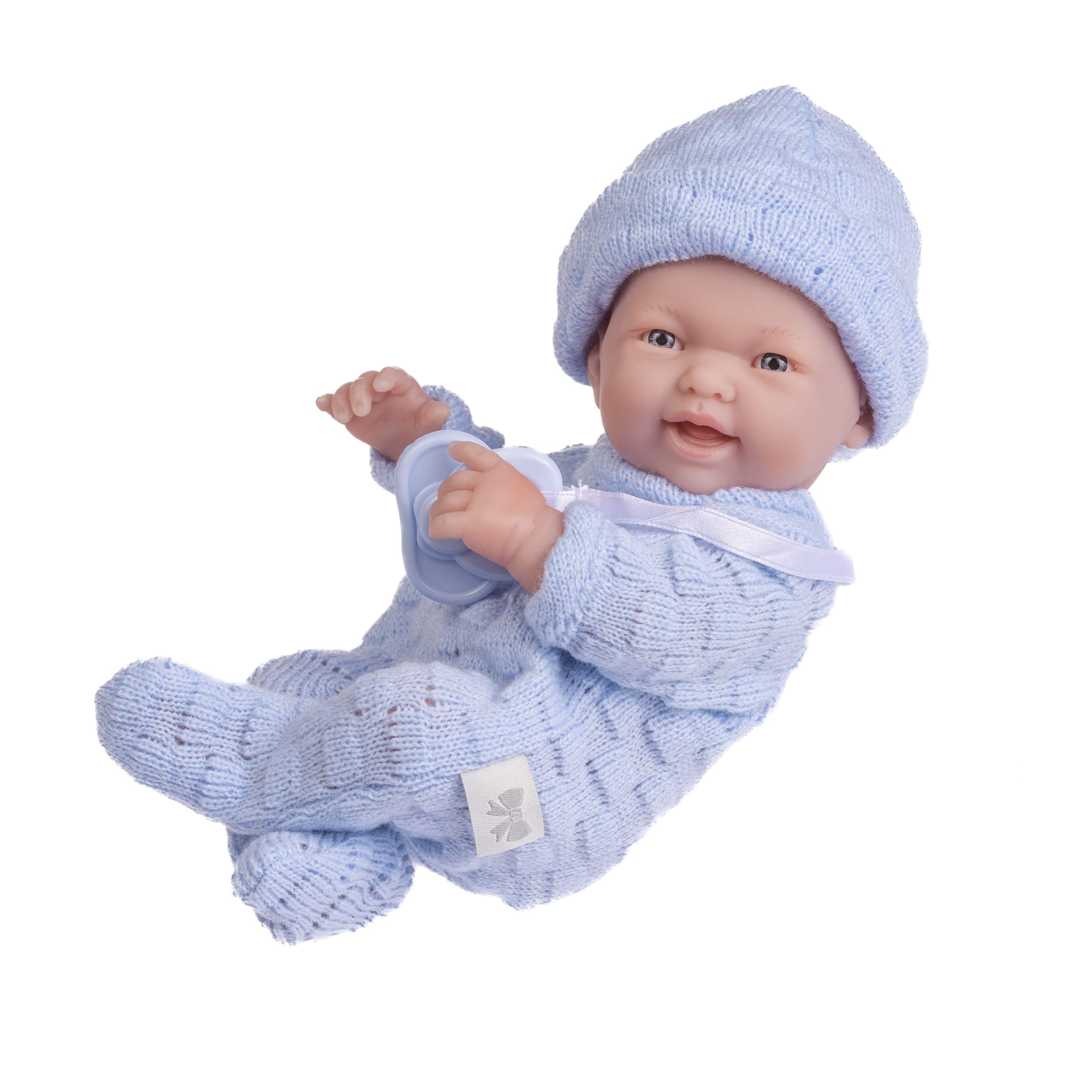JC Toys - Mini La Newborn First Day | Anatomically Correct Real Boy Baby Doll | 9.5" All-Vinyl | Includes Knit Outfit, Hat and Pacifier | Designed by Berenguer | Ages 2+