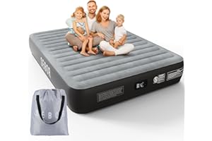 SEBOR Air Mattress Queen with Built in Pump, Height 13" Durable Queen Airbed, Suit for Home & Guests,Travel Air Mattress Queen for Adults,Inflatable Travel Bed,660lb MAX(Black Grey)