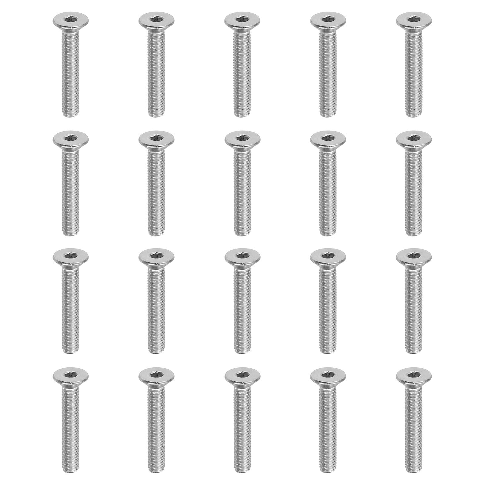 PATIKIL M5 x 30 mm Flat Head Socket Cap Screws, 20 Pack 304 Stainless Steel 18-8 Machine Screws Flat Countersunk Bolts Hex Socket Drive Full Thread Grade 6.8 — image 1