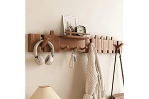Wall Coat Hook with Storage Shelf, Sturdy Wood Storage Floating Shelves for Entryway, Office & Home Organization, Space Savin