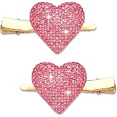 NVENF Valentine&rsquo;s Day Heart Hair Clips for Women Rhinestone Glitter Enamel Hearts Hairpins Sweet Lovely Hair Barrettes Styling Hair Accessory Valentines Gift (Pink Rhinestone Heart)
