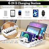 AICKXON 50W 6 Port Multi Device Charging Station Dock White Mixed Cables view 6