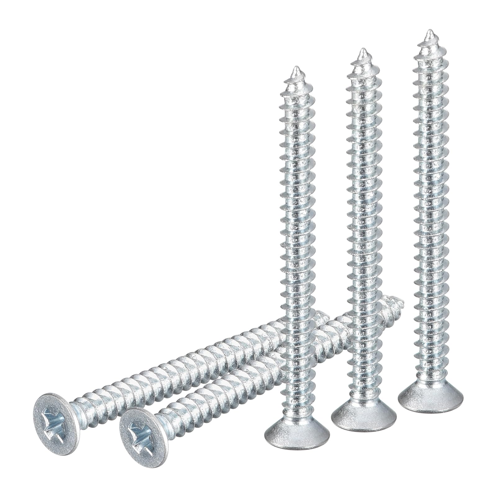 DTGN 100Pcs #4x1-1/4" Flat Head Wood Screws, Carbon Steel Phillips Self Tapping Screws - Good for Woodworking, Furniture - Silver — image 1