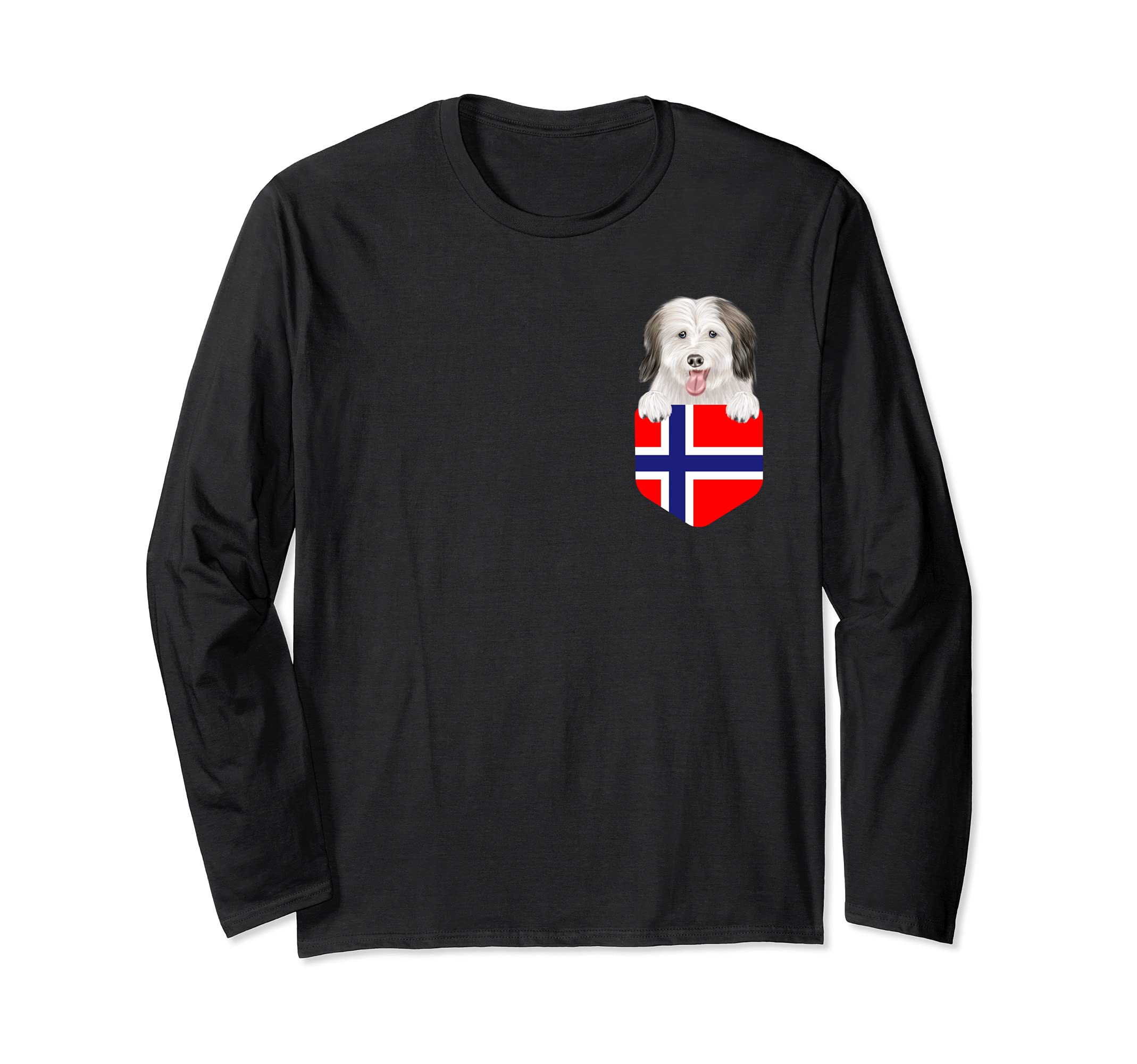 Norway Flag Coton de Tulear Dog In Pocket Long Sleeve T-Shirt