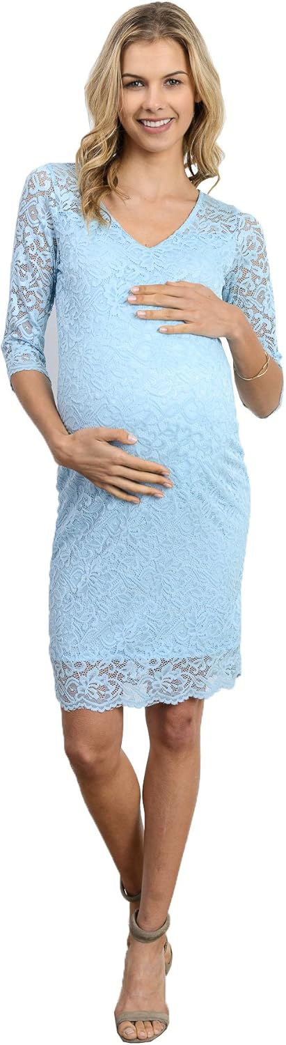HELLO MIZ Women's Maternity Floral Lace Knee Length Bodycon Dress at  Women’s Clothing store