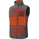 DEOLAX Men's Fleece Heated Vest with Battery Pack Included 3 Heating Levels 5 Heating Zones