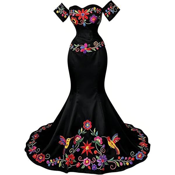 Amazon.com: Mexico Embroidery Rhinestone Lace Quinceanera Dresses Mexican  Style Ball Gown Bridal Dress for Women Black 2 : Clothing, Shoes & Jewelry