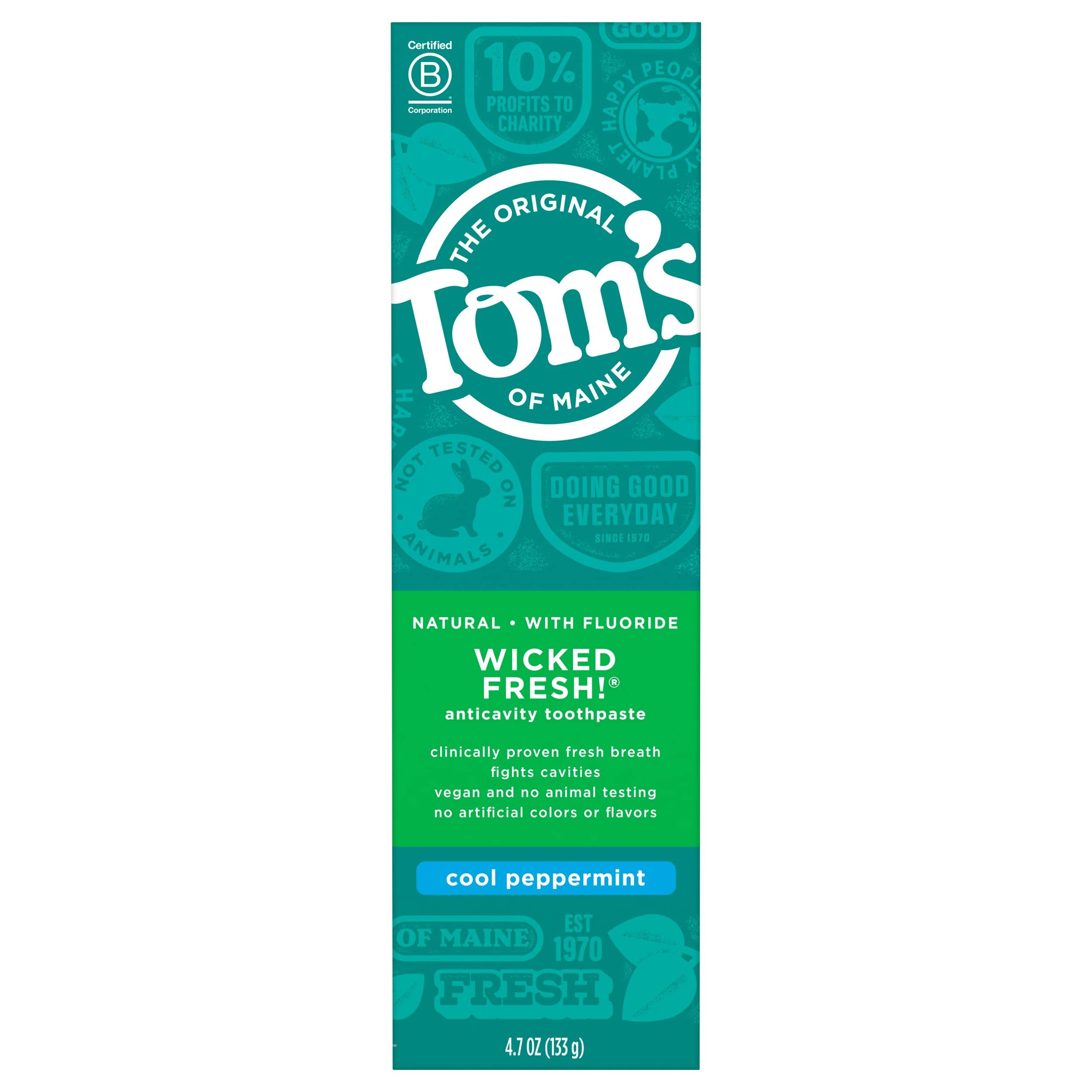 Tom's of Maine Wicked Fresh Fluoride Natural Toothpaste, Cool Peppermint, 4.7 Ounce
