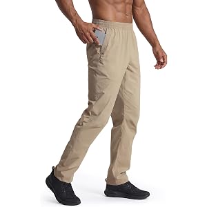 FREE SOLDIER Men's Sports Outdoor Lightweight Athletic Hiking Pants | Waterproof, with Elastic Waist, Quick-Dry, 4-Way Stretc