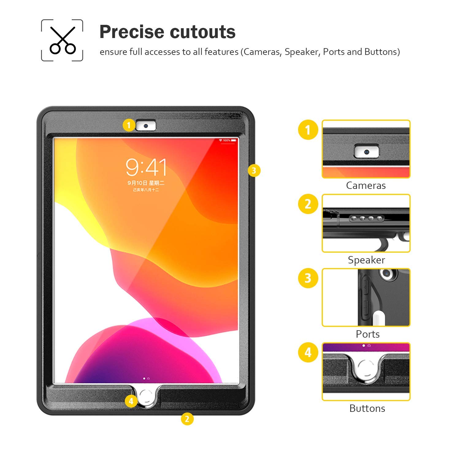 ProCase Rugged Heavy Duty Case for iPad 10.2 inch Case 2021 9th Gen / 2020 8th Gen / 2019 7th Gen, Shockproof Cover Case with Handle and Rotating Kickstand for 10.2