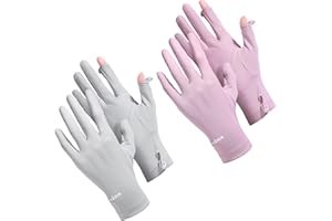 Loopeer 2 Packs Women Sun Protection Driving UV Gloves Full Finger Touchscreen Non Slip Breathable Summer Outdoor Gloves