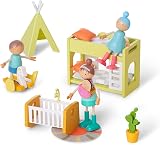 Giant bean Wooden Family Dolls Set of 7 for Dollhouse Pretend Play view 2