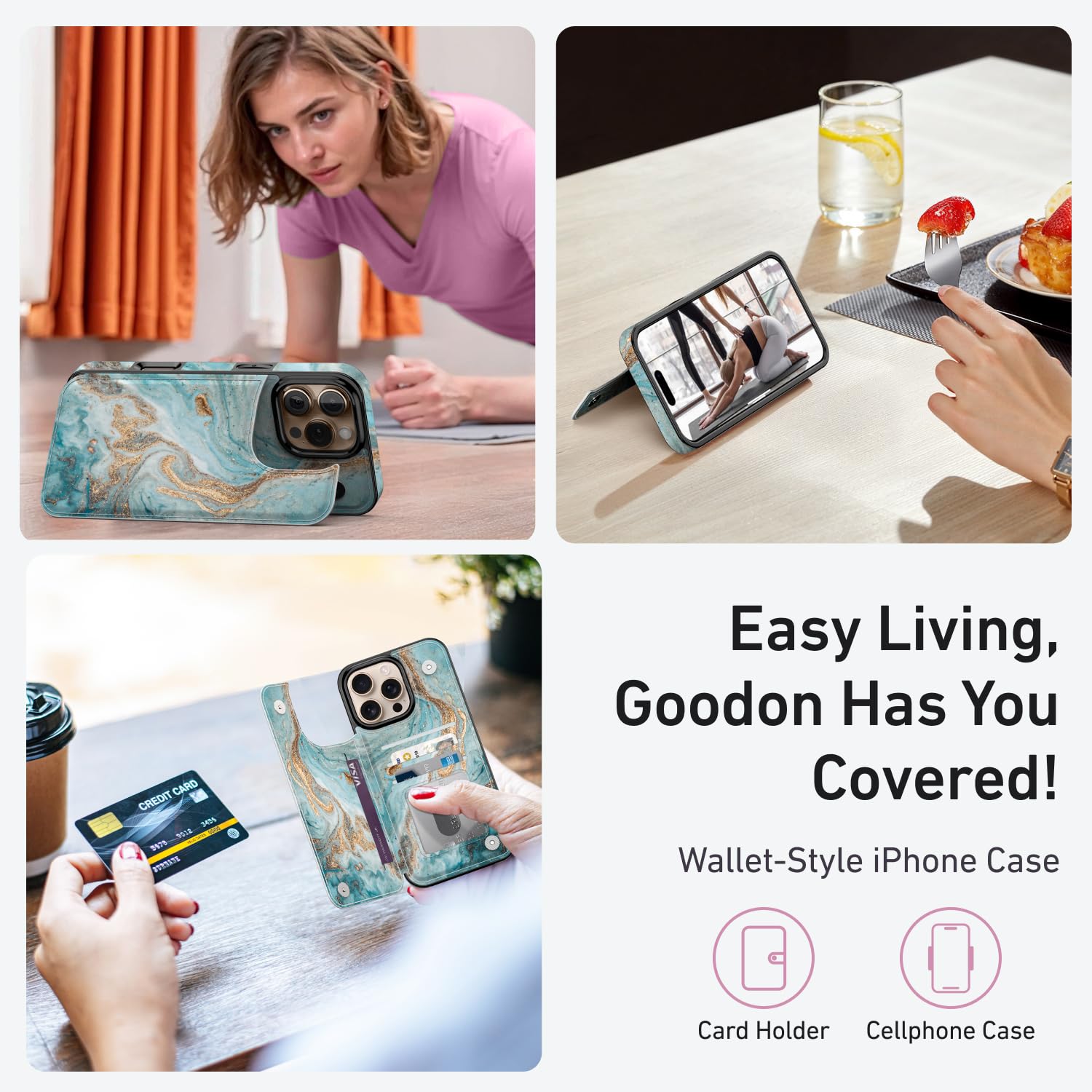 Goodon for iPhone 16 Pro Max Case Wallet - Flip