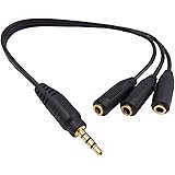 3.5mm Stereo Audio Splitter Cable Qaoquda 1FT Gold Plated 3.5mm (1/8") TRRS Stereo Plug Male to 3 x 1/8" 3.5mm Stereo Jack Fe