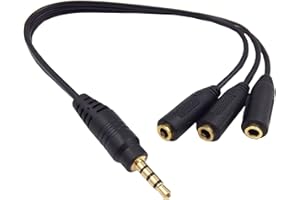 3.5mm Stereo Audio Splitter Cable Qaoquda 1FT Gold Plated 3.5mm (1/8") TRRS Male to 3 x 3.5mm (1/8") Stereo Jack Female 1 Inp