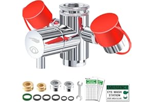 BEAUTY KATE Eyewash Station with Covers, Faucet Mounted Eyewash Station Sink Attachment, Continuous Flow, First AID Emergency Eye Flush Shower for Sink, 100% ANSl Z358 Standard