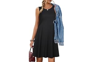 elescat Women's Summer Dresses 2025 Beach Casual Sleeveless Floral Print Tank Loose Sundress with Pocket