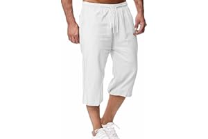 Mens 3/4 Sweatpants Stretchy Elastic Waist Pants Lightweight Breathable Joggers Workout Athletic Pant Summer Beach