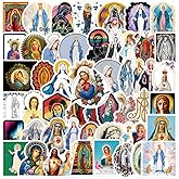 Virgin Mary Stickers 61pcs Faith Jesus Decals Aesthetic Waterproof Vinyl Pack Stickers for Water Bottle Laptop Cup Phone Skateboard DIY Party