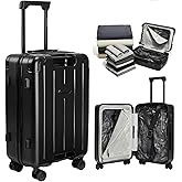 BlackVoyage Air Vacuum Seal Suitcase Carry-On 20-Inch Travel Luggage USB Port 20" AirCabin Air Compression Pump (AirCabin™ Pro, Matte Black, 60L Capacity (2 Vacuum Bags))