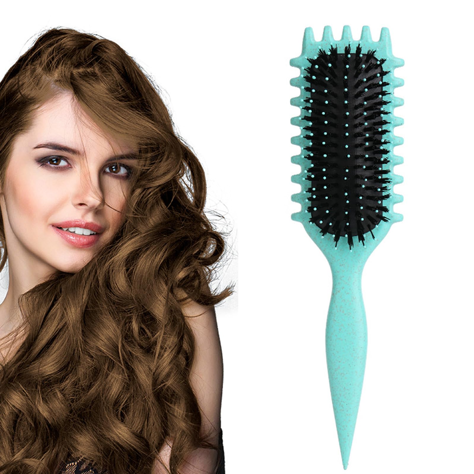 XMYCYuChen Portable Curl Hair Styling Brush Professional Bounce Define Detangling Brush for Women Curly Hair Less Pulling Mint Green