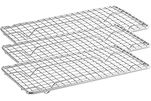 OCS Parts 3-Pack 4-1/4" x 8-1/4" Stainless Steel Pan Grate for 1/4 Size Steam Table Pans | Footed Cooling Pan Grate for Steam