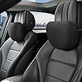 POKSRI Car Neck Pillow for headrests, Superfiber Suede Support Head Pillows,Plant-Based Polyester,11.8x7.5 refillable&Multiple&Adjustable Drive Vehicle Cushion Seats(Black Color,Neck Pillow 2pcs)