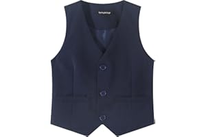 Spring&Gege Boy's Formal Suit Vest Solid Dress Waistcoat Vest with Pockets, Size 4-14 Years