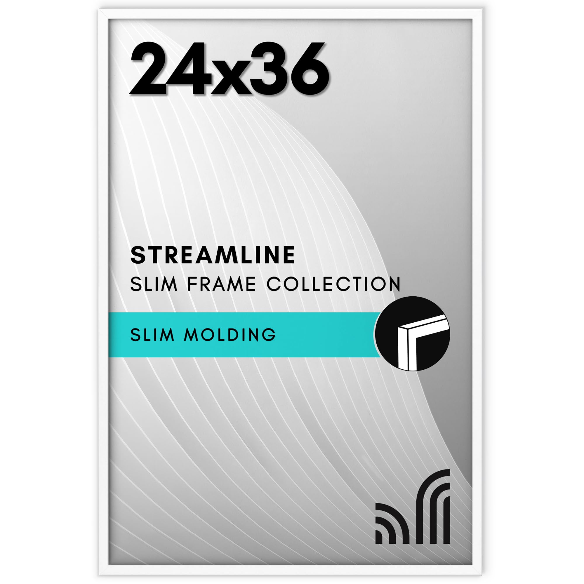 Photo 1 of Americanflat 24x36 Poster Frame with Polished Plexiglass - Streamline Collection - Thin Border Picture Frame for Wall Display - Hanging Hardware Included - White