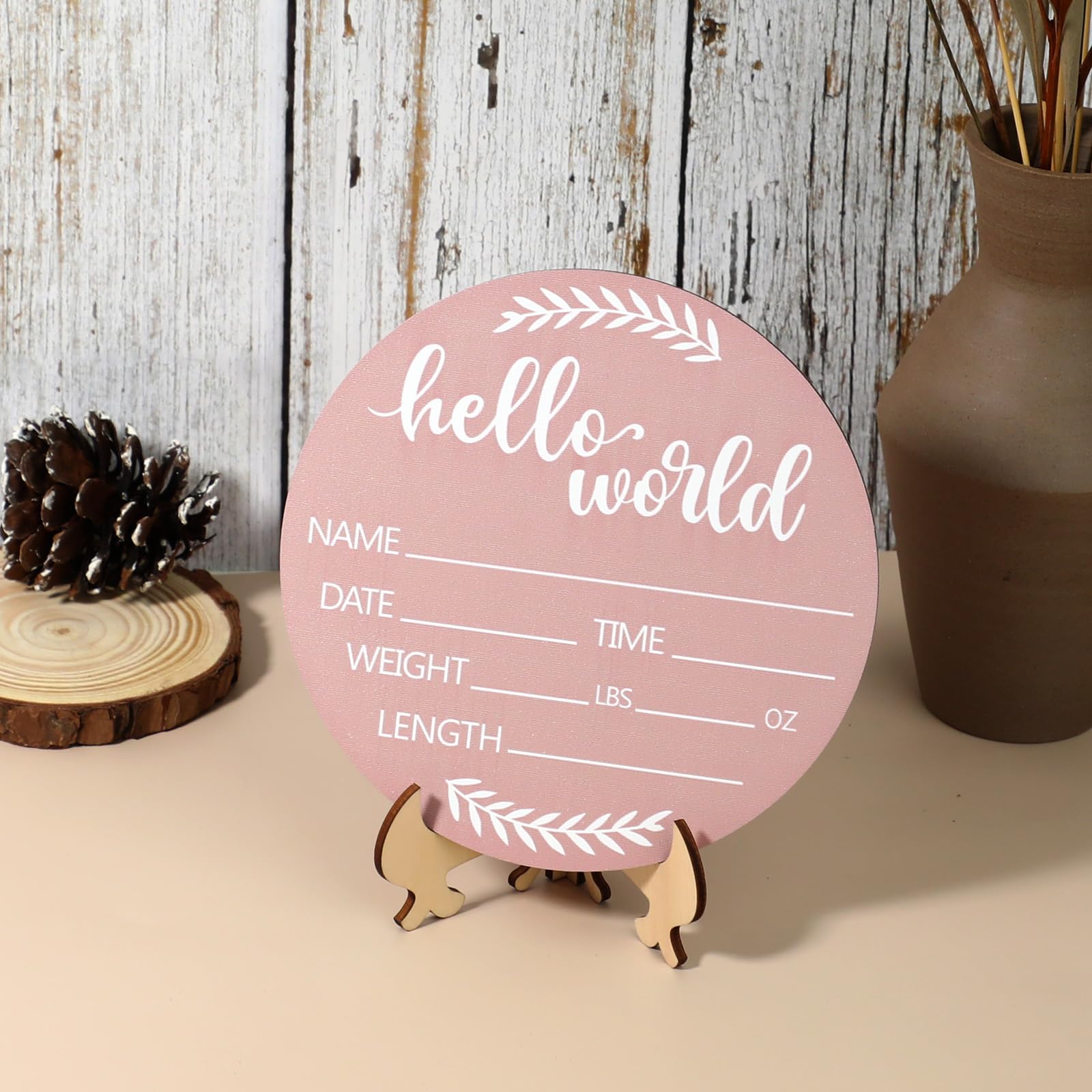 Jeffdad Wooden Baby Name Announcement Sign, 7.08