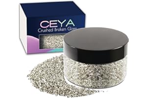 Ceya 5.3oz/ 150g Crushed Irregular Glass Silver Metallic Crystal Chips Broken Glass Glitter 2-4mm Craft Glitter for Nail Arts Epoxy Resin Mold Coasters Ornament Painting Geode Phone Case Jewelry