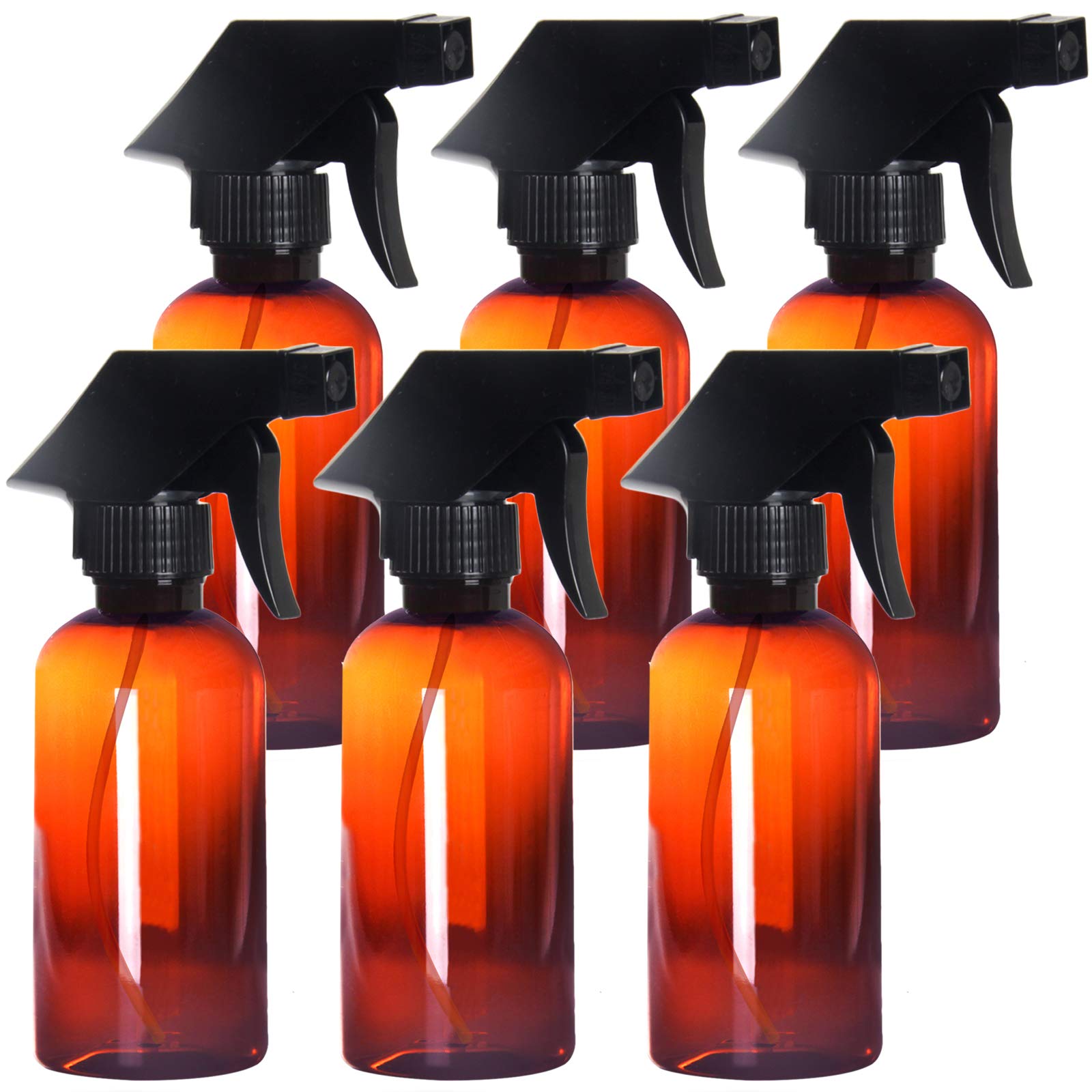 Photo 1 of Youngever 6 Pack Empty Amber Plastic Spray Bottles, 8 Ounce Refillable Container for Essential Oils, Cleaning Products, or Aromatherapy, Trigger Sprayer with Mist and Stream Settings
