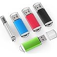 TOPESEL 5 Pack 32GB USB 2.0 Flash Drive Memory Stick Thumb Drives (5 Mixed Colors: Black Blue Green Red Silver)