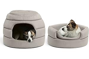Best Friends by Sheri 2 in 1 Honeycomb Convertible Cat and Dog Cave Bed, Ilan Microfiber, Gray, Standard