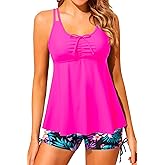 Tempt Me Women Tankini Swimsuits with Shorts - Two Piece Tummy Control Bathing Suit Flowy Swimwear with Boyshorts 2026