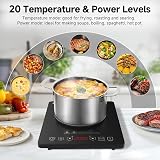 AMZCHEF Single Induction Hob 2000W Portable 20 Power 20 Temp Settings view 4