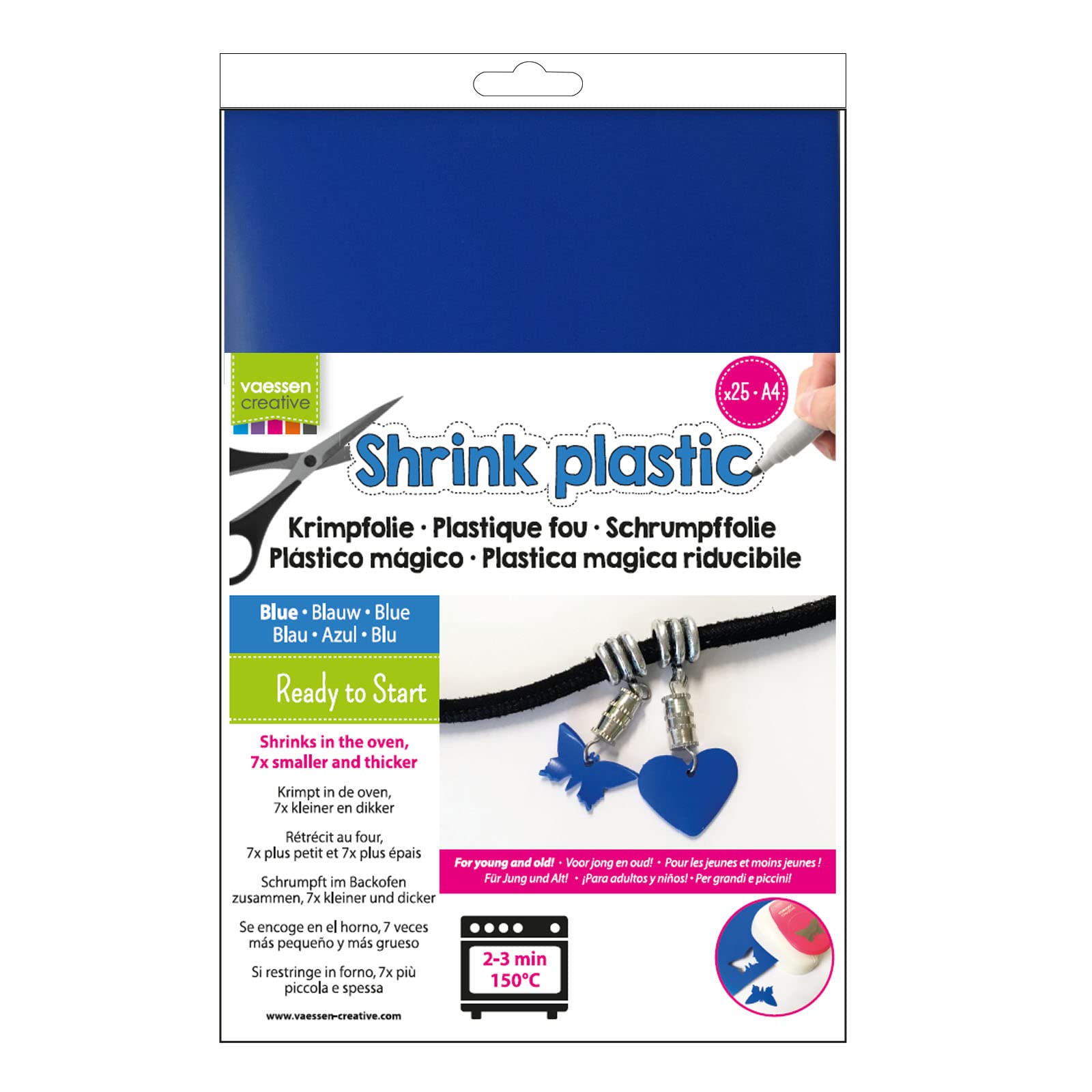 Vaessen Creative Shrink Plastic, 25 Sheets, 21 x 30 cm, Fun Arts and Crafts Projects for All Ages