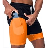 Surenow Mens Running Shorts，Workout Running Shorts for Men，2-in-1 Stealth Shorts， 7-Inch Gym Yoga Outdoor Sports Shorts