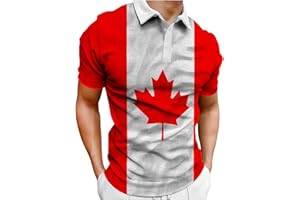 Mens Canada Golf Polo Shirts Canadian Maple Leaf Short Sleeve Casual Collared T-Shirts Athletic Gym Tops