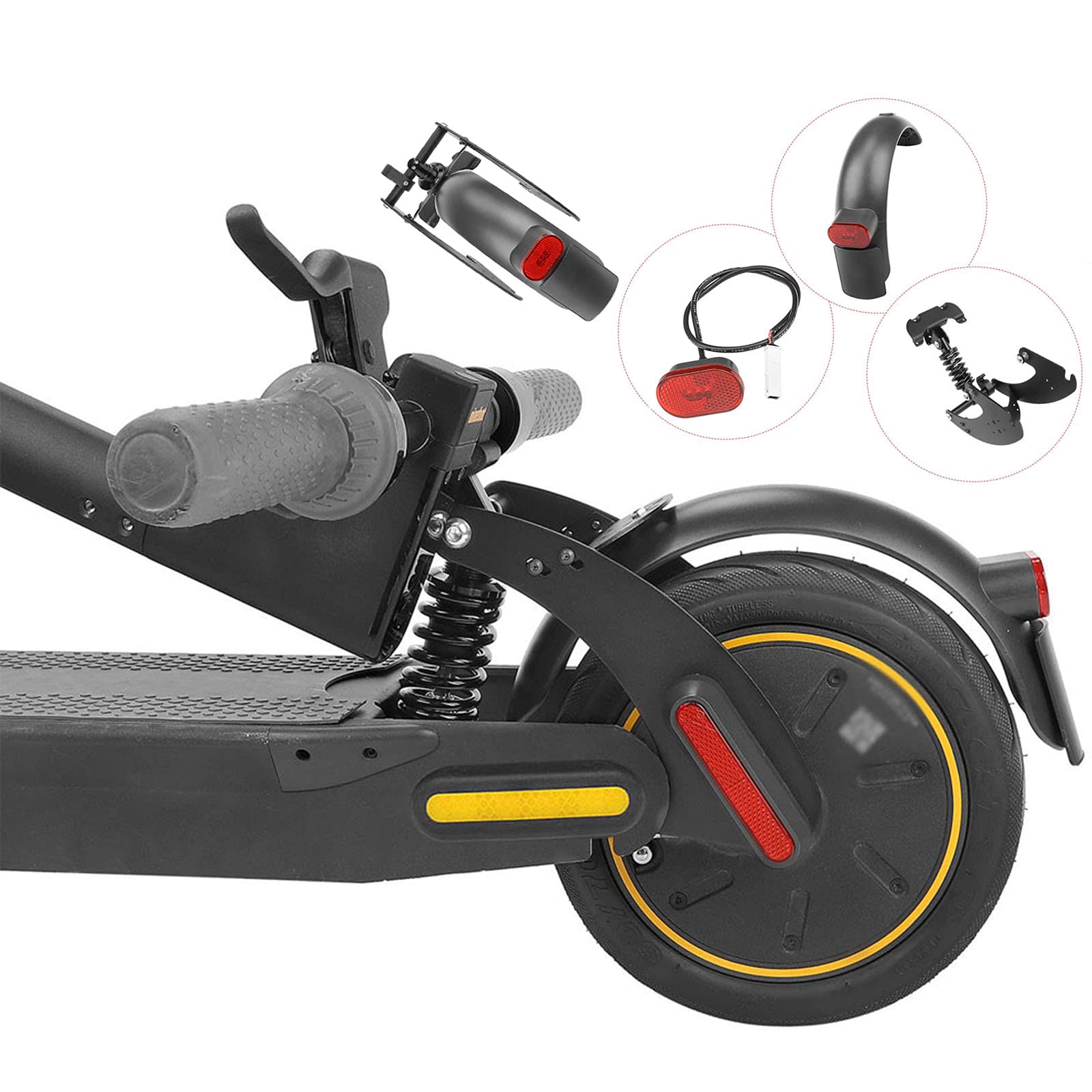 TMOM Mudguard with Rear Shock Absorbing for Segway Ninebot Max G30 Electric Scooter Shock Absorbing + Mudguard + Large Tail Light