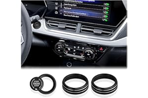 DvlynAuroa for Chevy Trax Accessories 2024-2025 2026, for Chevrolet Trailblazer Accessories 2020-2026, 4pcs Aluminum Alloy Knob Covers Trim Set - Push Start & Air Conditioning (Black)