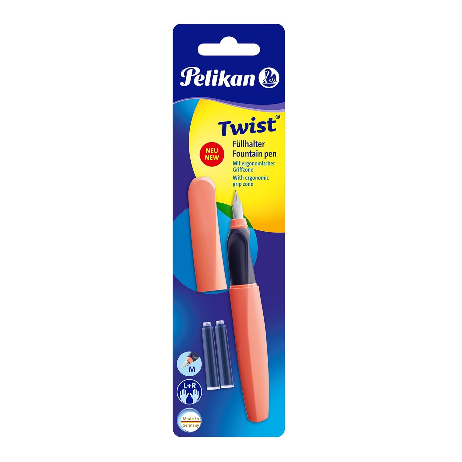 Pelikan Griffix Refills P1R3 - Penna stilografica con 5 cartucce, cancellabile, blu, 10er Packung