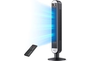 Dreo Tower Fan for Bedroom, 42 Inch Floor Fans for Home, 90° Oscillating Fan for Indoors, Quiet Standing Fan with Remote,12H